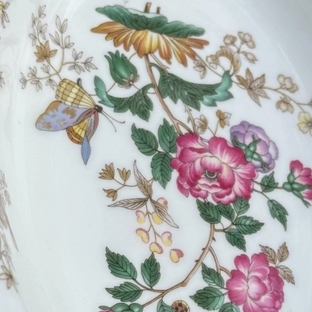 Wedgwood Charnwood Bone China Oval Vegetable Bowl Floral Butterfly Gold‎ Rim 10